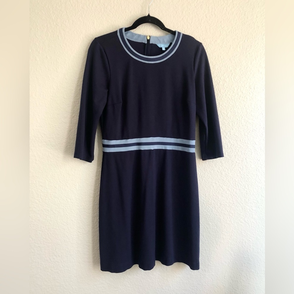 DRAPER JAMES Blue Presley Ponte 3/4 Sleeve Dress Medium - Picture 3 of 8